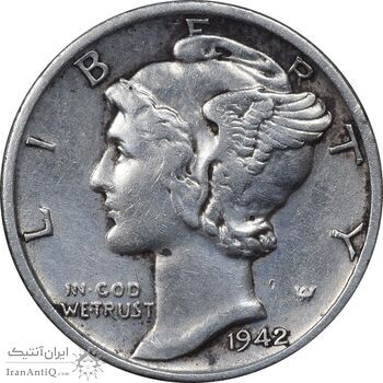 سکه 1 دایم 1942S مرکوری - EF45 - آمریکا