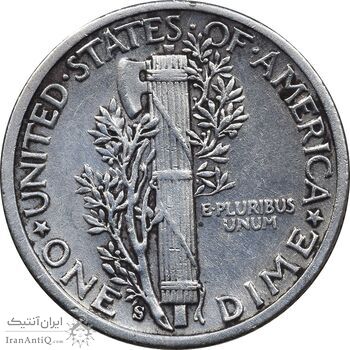 سکه 1 دایم 1942S مرکوری - EF45 - آمریکا