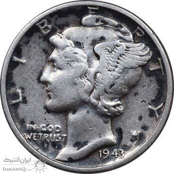 سکه 1 دایم 1943 مرکوری - EF40 - آمریکا