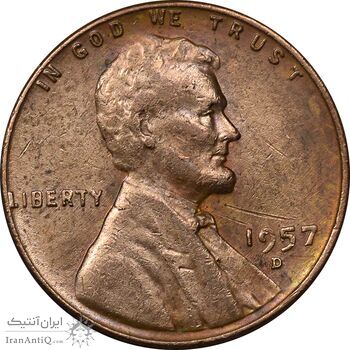 سکه 1 سنت 1957D لینکلن - EF45 - آمریکا