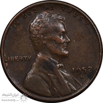 سکه 1 سنت 1952D لینکلن - EF45 - آمریکا