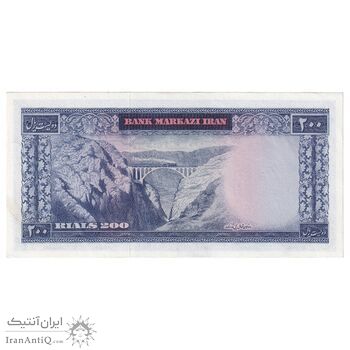 اسکناس 200 ریال (آموزگار - سمیعی) نوشته قرمز - تک - UNC62 - محمد رضا شاه