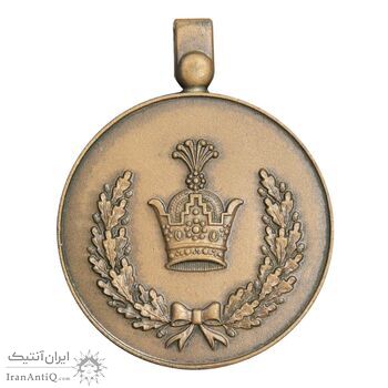 مدال برنز خدمت - دو رو تاج - ضرب SPORRONG - با کاور فابریک - AU58 - رضا شاه