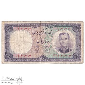 اسکناس 10 ریال 1340 - تک - VF35 - محمد رضا شاه اسکناس 10 ریال 1340 - تک - VF35 - محمد رضا شاه