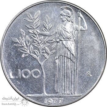 سکه 100 لیره 1977 جمهوری - AU50 - ایتالیا