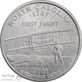 سکه کوارتر دلار 2001D ایالتی - کارولینای شمالی - AU - آمریکا