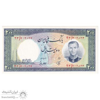 اسکناس 200 ریال 1337 - تک - UNC63 - محمد رضا شاه اسکناس 200 ریال 1337 - تک - UNC63 - محمد رضا شاه
