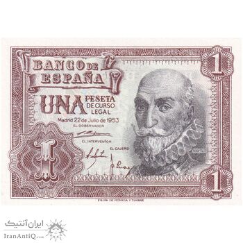 اسکناس 1 پزتا 1953 فرانسیسکو فرانکو - تک - UNC63 - اسپانیا