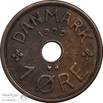 سکه 1 اوره 1929 کریستیان دهم - EF45 - دانمارک