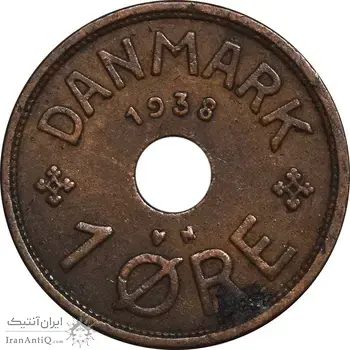 سکه 1 اوره 1938 کریستیان دهم - EF45 - دانمارک