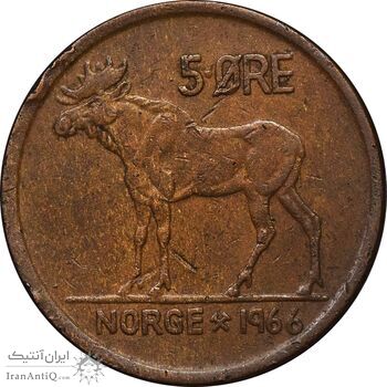 سکه 5 اوره 1966 اولاف پنجم - EF40 - نروژ