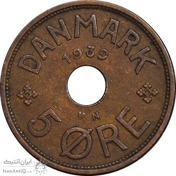 سکه 5 اوره 1939 کریستیان دهم - EF45 - دانمارک
