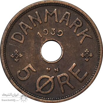 سکه 5 اوره 1939 کریستیان دهم - EF45 - دانمارک