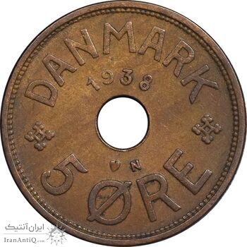 سکه 5 اوره 1938 کریستیان دهم - EF45 - دانمارک