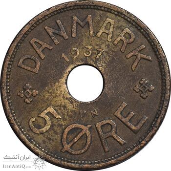 سکه 5 اوره 1937 کریستیان دهم - EF45 - دانمارک