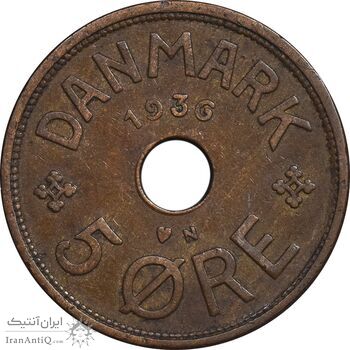 سکه 5 اوره 1936 کریستیان دهم - EF45 - دانمارک