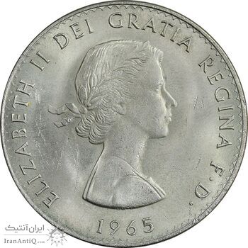 سکه 1 کرون 1965 الیزابت دوم - چرچیل - با پک - MS62 - انگلستان
