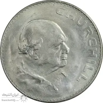 سکه 1 کرون 1965 الیزابت دوم - چرچیل - با پک - MS62 - انگلستان