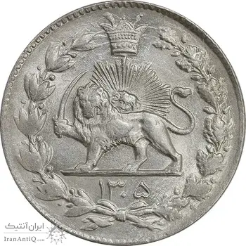 سکه 2000 دینار 1305 رایج - MS61 - رضا شاه