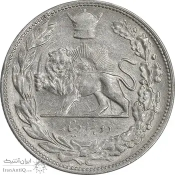 سکه 2000 دینار 1306 تصویری - ضرب تهران - AU50 - رضا شاه