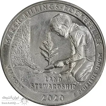 سکه کوارتر دلار 2020D پارک ملی تاریخی مارش بیلینگز راکفلر - AU - آمریکا
