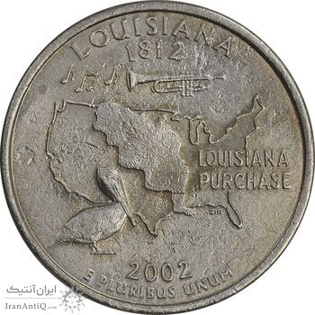 سکه کوارتر دلار 2002D ایالتی - لوئیزیانا - AU - آمریکا