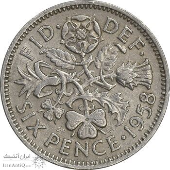 سکه 6 پنس 1958 الیزابت دوم - AU50 - انگلستان سکه 6 پنس 1958 الیزابت دوم - AU50 - انگلستان