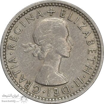 سکه 6 پنس 1958 الیزابت دوم - AU50 - انگلستان سکه 6 پنس 1958 الیزابت دوم - AU50 - انگلستان