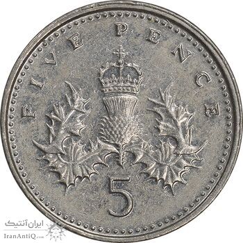 سکه 5 پنس 2000 الیزابت دوم - EF45 - انگلستان