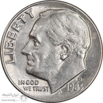 سکه 1 دایم 1983D روزولت - AU50 - آمریکا