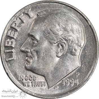 سکه 1 دایم 1994P روزولت - AU55 - آمریکا سکه 1 دایم 1994P روزولت - AU55 - آمریکا