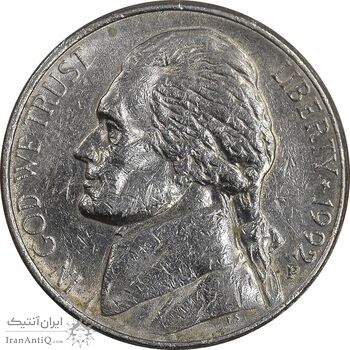 سکه 5 سنت 1992P جفرسون - EF45 - آمریکا