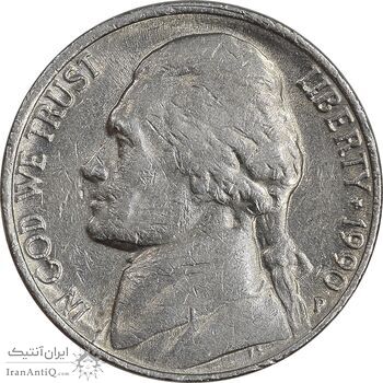 سکه 5 سنت 1990P جفرسون - EF45 - آمریکا
