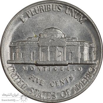 سکه 5 سنت 1987D جفرسون - AU55 - آمریکا