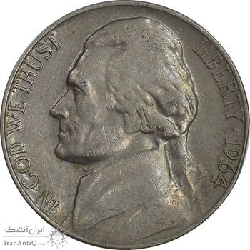 سکه 5 سنت 1964 جفرسون - EF40 - آمریکا