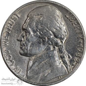 سکه 5 سنت 1982D جفرسون - EF45 - آمریکا