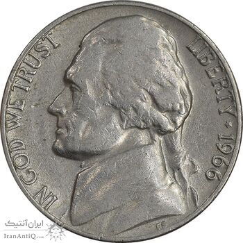 سکه 5 سنت 1966 جفرسون - VF35 - آمریکا