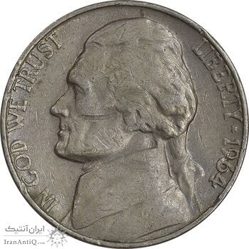 سکه 5 سنت 1964D جفرسون - VF35 - آمریکا