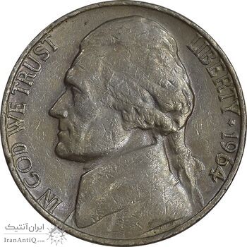 سکه 5 سنت 1964 جفرسون - EF40 - آمریکا