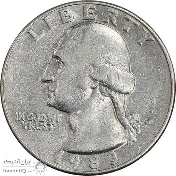 سکه کوارتر دلار 1983D واشنگتن - VF35 - آمریکا