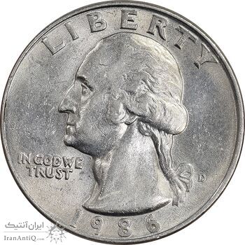 سکه کوارتر دلار 1986D واشنگتن - AU58 - آمریکا