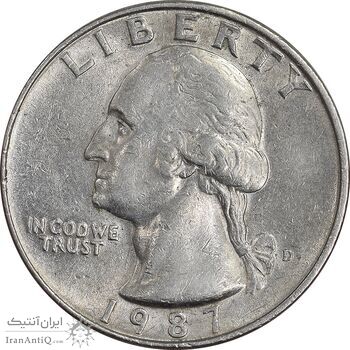 سکه کوارتر دلار 1987D واشنگتن - AU55 - آمریکا