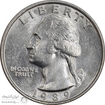 سکه کوارتر دلار 1989D واشنگتن - AU58 - آمریکا
