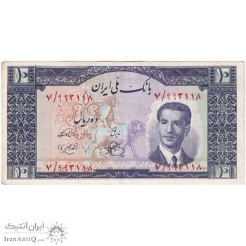 اسکناس 10 ریال 1330 - تک - AU55 - محمد رضا شاه اسکناس 10 ریال 1330 - تک - AU55 - محمد رضا شاه