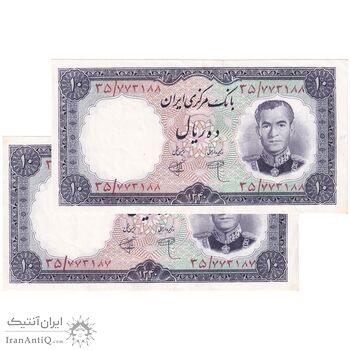 اسکناس 10 ریال 1340 - جفت - UNC60 - محمد رضا شاه اسکناس 10 ریال 1340 - جفت - UNC60 - محمد رضا شاه