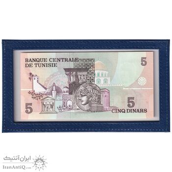 اسکناس 5 دینار 1973 جمهوری - با جعبه فابریک - تک - UNC - تونس