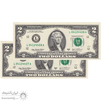 اسکناس 2 دلار 2003 جمهوری فدرال - L (کالیفرنیا) - جفت - UNC62 - آمریکا