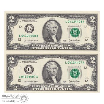 اسکناس 2 دلار 2003 جمهوری فدرال - L (کالیفرنیا) - جفت - UNC62 - آمریکا