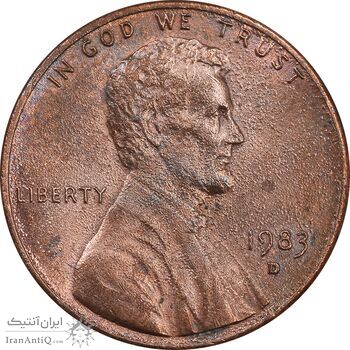 سکه 1 سنت 1983D لینکلن - AU58 - آمریکا