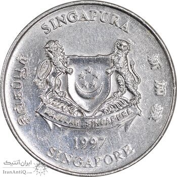 سکه 20 سنت 1997 جمهوری - روبان باز - AU50 - سنگاپور